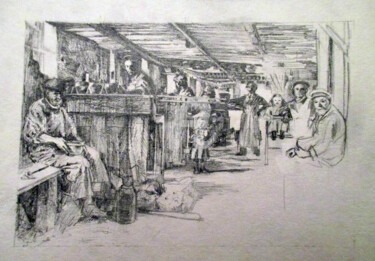 Drawing titled "Atelier" by Thierry Guého, Original Artwork, Pencil