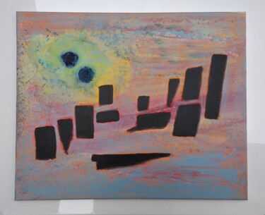 Painting titled "Composition 28-23 l…" by Jean François Guelfi, Original Artwork, Acrylic Mounted on Wood Stretcher frame