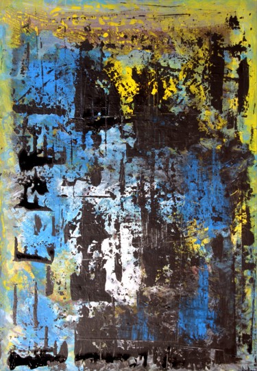 Pintura titulada "Composition en jaun…" por Jean François Guelfi, Obra de arte original, Acrílico Montado en Bastidor de cam…