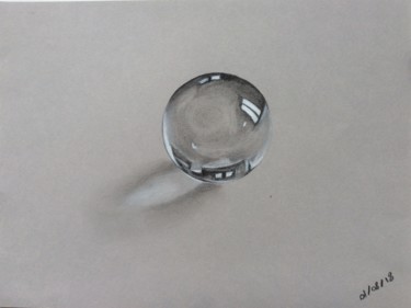 Dessin intitulée "Boule de cristal en…" par Amandine Bernard, Œuvre d'art originale, Fusain