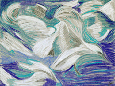 Desenho intitulada "oiseaux" por Guénaël Henrion, Obras de arte originais, Lápis