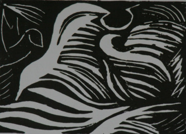 Druckgrafik mit dem Titel "lino 6" von Guénaël Henrion, Original-Kunstwerk, Linoldrucke