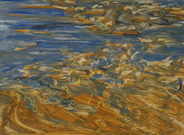 Painting titled "sable et eau" by Guénaël Henrion, Original Artwork, Oil