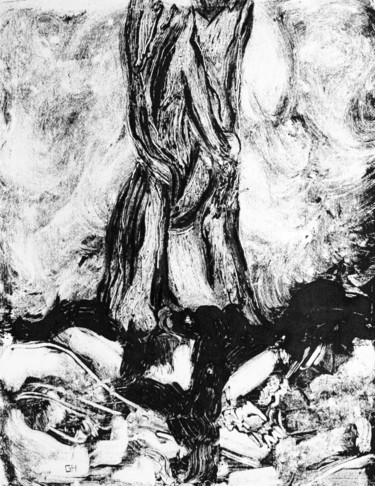 Gravures & estampes intitulée "les causses 3" par Guénaël Henrion, Œuvre d'art originale, Monotype