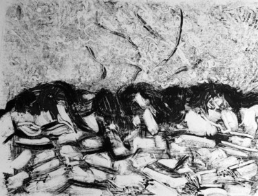 Gravures & estampes intitulée "les causses 7" par Guénaël Henrion, Œuvre d'art originale, Monotype