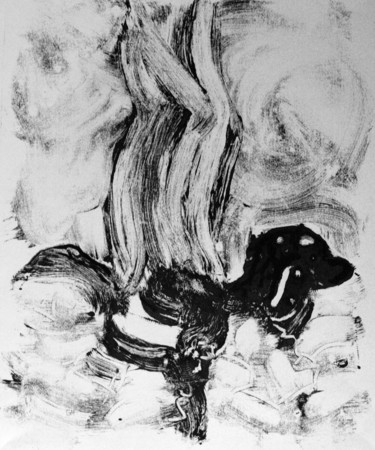 Gravures & estampes intitulée "les causses 8" par Guénaël Henrion, Œuvre d'art originale, Monotype
