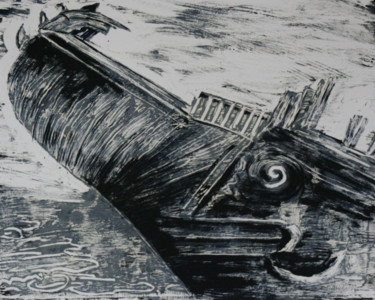 Druckgrafik mit dem Titel "camaret-8" von Guénaël Henrion, Original-Kunstwerk