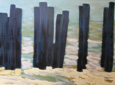 Peinture intitulée "issu du sable 5" par Guénaël Henrion, Œuvre d'art originale, Huile