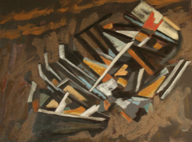 Pintura titulada "dernier rivage 2019…" por Guénaël Henrion, Obra de arte original, Acrílico