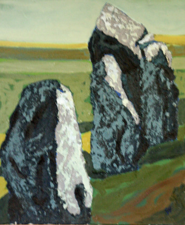 Painting titled "pierres levées" by Guénaël Henrion, Original Artwork, Acrylic