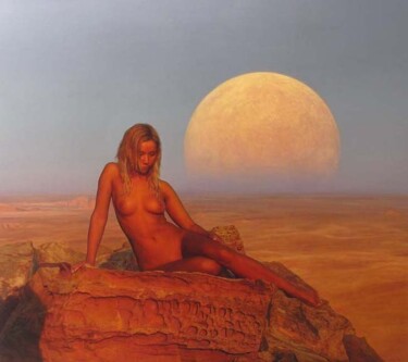 Картина под названием "Красная планета" - Guennadi Ulibin, Подлинное произведение искусства, Масло