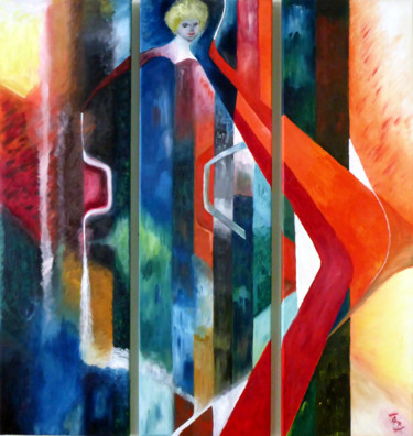 Schilderij getiteld "Triptychon Modern 2…" door Günter Ruhm, Origineel Kunstwerk, Olie