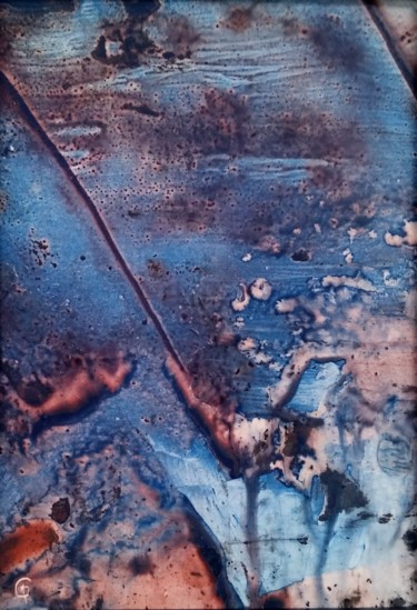Painting titled "Blue theme Peinture…" by Guenzone, Original Artwork, Encaustic