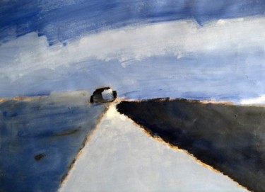 Peinture intitulée "La route" par Guernez, Œuvre d'art originale, Huile
