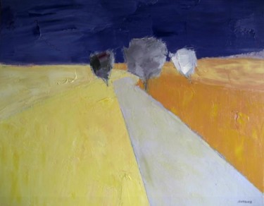 Peinture intitulée "Orage sur les blés" par Guernez, Œuvre d'art originale, Huile