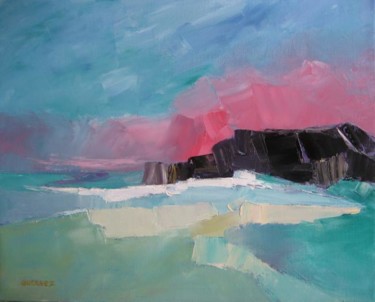 Peinture intitulée "Aurore sur la côte" par Guernez, Œuvre d'art originale, Huile