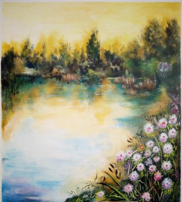 Painting titled "oro in palude" by Ulderico Guerrini, Original Artwork