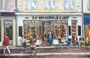 Painting titled "LE MOULIN A CAFE D'…" by Gueryn, Original Artwork, Oil