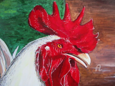 Painting titled "LE COQ DE TATOU" by Gueryn, Original Artwork, Oil