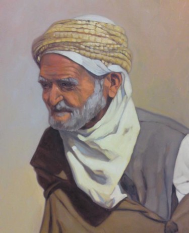 Peinture intitulée "le vieux fellah" par Maamar Guerziz, Œuvre d'art originale