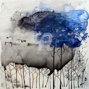 Peinture intitulée "song of monsoon" par Guffar Babu, Œuvre d'art originale, Aquarelle