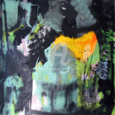 Malerei mit dem Titel "Abstract Green" von Gugi Goo, Original-Kunstwerk, Acryl