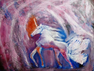 Pittura intitolato "Cavallo alato" da Guglielmo Arcieri, Opera d'arte originale