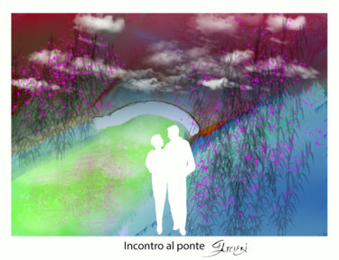 Painting titled "Incontro al ponte" by Guglielmo Arcieri, Original Artwork