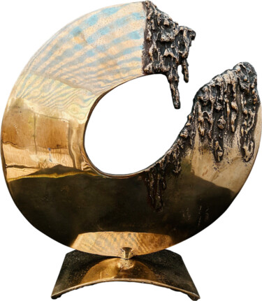 Sculpture titled "Colata ovale" by Guglielmo Ferraiola, Original Artwork, Bronze