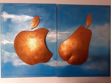Escultura titulada "La pera è la mela" por Guglielmo Ferraiola, Obra de arte original, Aluminio