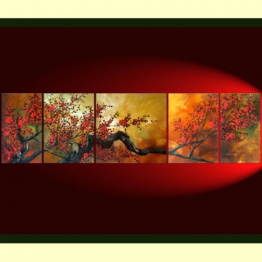 Painting titled "Plum Blossom" by Guibing Zhu, Original Artwork, Oil