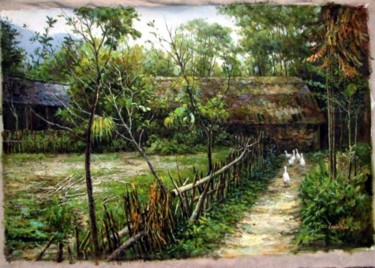 Painting titled "ORIGINAL LANDSCAPE…" by Guibing Zhu, Original Artwork, Oil
