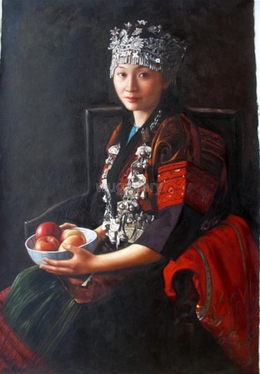Painting titled "THE CHINESE MINORIT…" by Guibing Zhu, Original Artwork, Oil