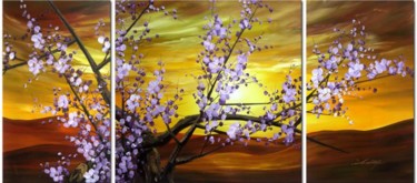 Painting titled "Plum Blossom" by Guibing Zhu, Original Artwork, Oil