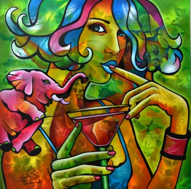 Tchin! 80x80 cm ©2018 par Jeannette Guichard-Bunel