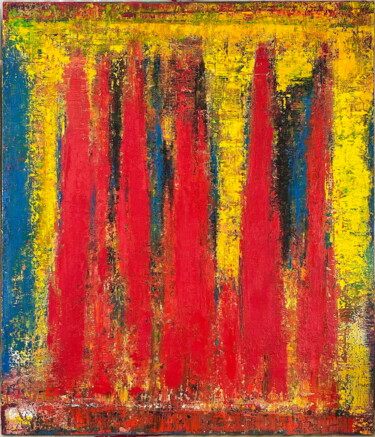 Картина под названием "No. 1063_Flames I" - Guido Lötscher, Подлинное произведение искусства, Масло Установлен на Деревянная…