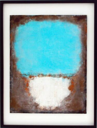 Painting titled "No. 2003_Bleu flott…" by Guido Lötscher, Original Artwork, Acrylic Mounted on Other rigid panel