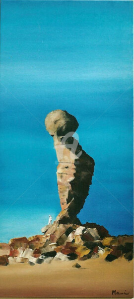 Peinture intitulée "Totem di roccia" par Guido Mannini, Œuvre d'art originale, Huile