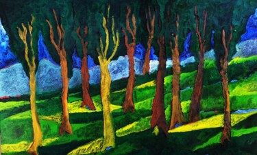 Pittura intitolato "bosco e luce" da Guido Maria Filippi, Opera d'arte originale, Olio