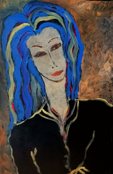 Painting titled "fille aux cheveux b…" by Guido Maria Filippi, Original Artwork, Oil