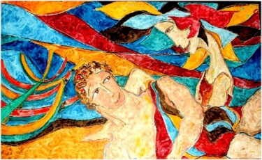 Картина под названием "atena ed odisseo" - Guido Maria Filippi, Подлинное произведение искусства