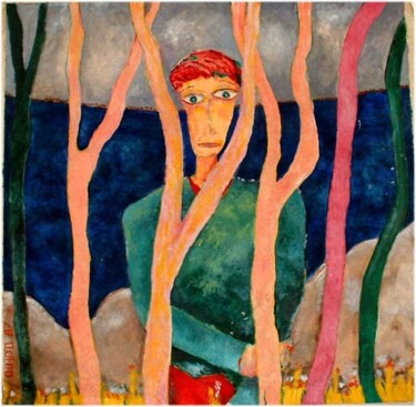 Pittura intitolato "uomo ed alberi" da Guido Maria Filippi, Opera d'arte originale