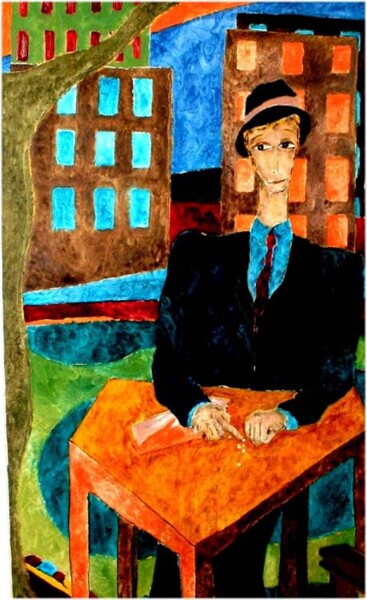 Pittura intitolato "uomo seduto" da Guido Maria Filippi, Opera d'arte originale