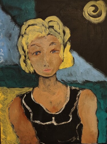 Malerei mit dem Titel "Femme aux cheveux b…" von Guido Maria Filippi, Original-Kunstwerk, Öl