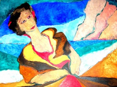 Pittura intitolato "Donna e mare" da Guido Maria Filippi, Opera d'arte originale, Olio