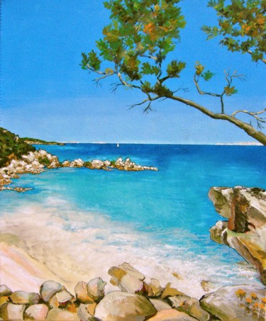 Painting titled "Cala Connery sull'i…" by Guido Schraner, Original Artwork, Acrylic