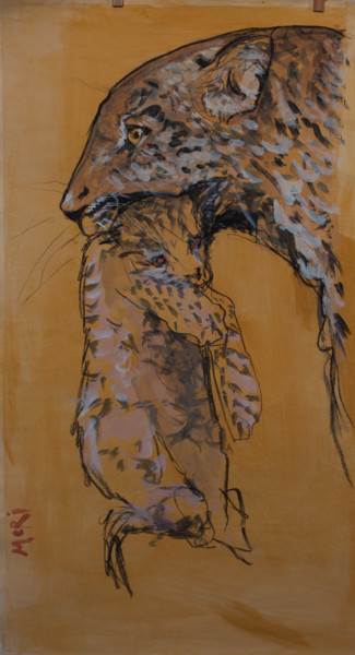 Pittura intitolato "the cub (il cucciol…" da Guido Mori, Opera d'arte originale, Altro