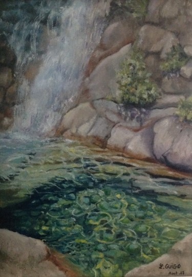 Peinture intitulée "Corse: Que d'eau" par Lydia Guigo, Œuvre d'art originale, Huile