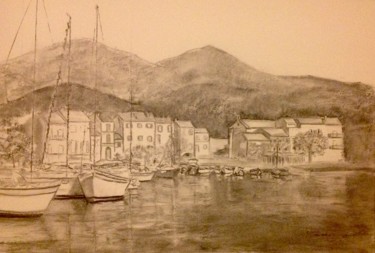Drawing titled "Macinaggio, le port" by Lydia Guigo, Original Artwork, Graphite