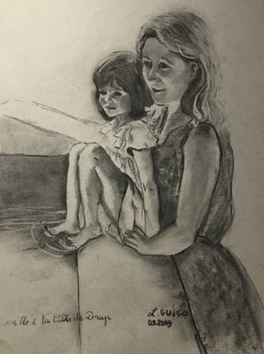 Drawing titled "un été à la Colle d…" by Lydia Guigo, Original Artwork, Charcoal